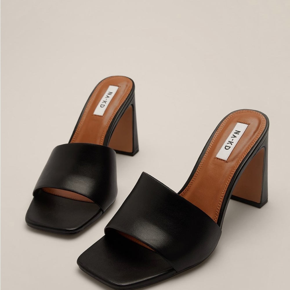 Mango Black Leather Heels